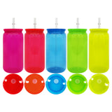 USA warehouse RTS_25 pack 16oz plastic Acrylic neon colored Acrylic soda can with colorful pp lids_Gabby