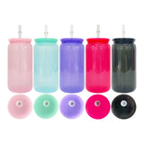 RTS USA warehouse 50 pack olored macaron 16oz plastic Acrylic soda can with colorful pp lids_Gabby