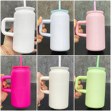 USA warehouse RTS _16oz blank sublimation kids macaron stainless steel can mug tumblers  with handle for laser engraving