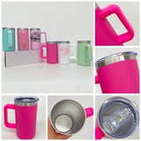 USA warehouse 20 pack 20oz white sublimation beer coffee mug with removable plastic handle -Gabby