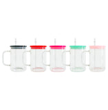 YIPAI USA warehouse RTS_17oz single walled clear glass mugs with handle and PP lids_Gabby