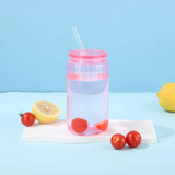 25 pack 16oz new design sublimation glass can tumblers with colored plastic lids_Gabby