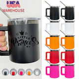 10oz black plated powder coated handle coffee mug with sliding lids for laser engraving-25 pack-USA warehouse