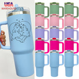 New Style 20 pack double walled stainless steel vacuum insulated blank sublimation macaroon white 40oz leak proof removable flip straw tumbler cups with handle and straw