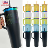customization birthday wedding Commemorative gifts new leak proof rainbow plated underneath 40oz curved tumbler with lids and straws for laser engraving -Gabby