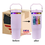 USA warehouse RTS_30oz flip straw rainbow plated macaron mixed 4 colors tumblers for laser engraving_Gabby