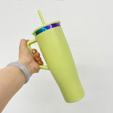 customization birthday wedding Commemorative gifts new leak proof rainbow plated underneath 40oz curved tumbler with lids and straws for laser engraving -Gabby