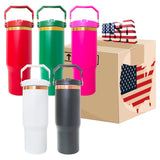 25 pack USA warehouse powder coated gold copper plated 30oz flip top straw student tumbler for laser engraving-Gabby