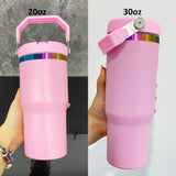 25 pack mirror rainbow plating Children's 20oz water bottle with portable handle and flip top straw for laser engraving