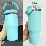 25 pack mirror rainbow plating Children's 20oz water bottle with portable handle and flip top straw for laser engraving