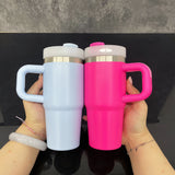 USA warehouse RTS_25pcs pack blank sublimation macaron colorful baby kids 14oz tumbler cups travel mugs with handle-Gabby