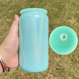 USA warehouse RTS-50pack 16oz shimmer glass cans with PP lids for sublimation -Gabby