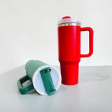 H2.0 Powder coated silver plated 40oz Christmas red and green tumblers for laser engraving _Gabby