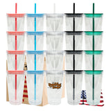 USA warehouse-25pack 16oz mini size double walled snow globe plastic cups water bottles  for kids and wraps-Gabby