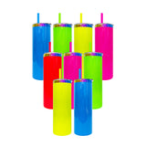 China warehouse_ 25 pack 20oz stainless steel Neon colored rainbow underneath straight tumblers with colored pp lids_Gabby