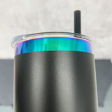 RTS 25 pack_20oz black white powder coated mirror green plated underneath 20oz skinny straight tumbler for laser engraving