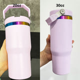 25 pack mirror rainbow plating Children's 20oz water bottle with portable handle and flip top straw for laser engraving