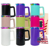 USA warehouse 20 pack-20oz rainbow plated powder coated mugs for laser engraving with handle-Gabby