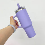 New Style 20 pack double walled stainless steel vacuum insulated blank sublimation macaroon white 40oz leak proof removable flip straw tumbler cups with handle and straw