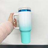 USA warehouse-20pack 40oz H2.0 ombre colored blue plated powder coated tumblers-Gabby