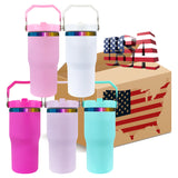 25 pack mirror rainbow plating Children's 20oz water bottle with portable handle and flip top straw for laser engraving