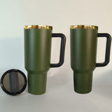 20 pack USA warehouse ready to ship 40oz H2.0 gold underneath dark green powder coated tumblers for laser engraving-Gabby