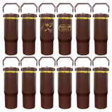 25pcs pack _30oz gold plated powder coated chocolate flip straw tumblers for laser engraving_Gabby