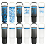 RTS-25 pack 30oz blue plated stainless steel flip straw tumblers withn portable handle for laser engraving_Gabby