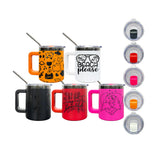 10oz black plated powder coated handle coffee mug with sliding lids for laser engraving-25 pack-USA warehouse