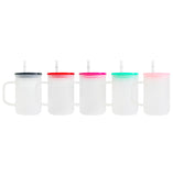 YIPAI USA warehouse RTS_17oz single walled frosted glass mugs with handle and PP lids_Gabby