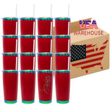 USA warehouse-20oz green plated stainless steel car tumbler with maginetic sliding lid for laser engraving-Gabby