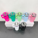 25pcs pack-powder coated stainless steel kids leak proof outdoor rainbow plated underneath 20oz flip straw tumbler mugs-Gabby