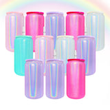 16oz shimmer glitter glass beer cans with PP lids for sublimation-25pack USA warehouse