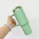New Style 20 pack double walled stainless steel vacuum insulated blank sublimation macaroon white 40oz leak proof removable flip straw tumbler cups with handle and straw