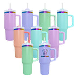 USA warehouse RTS _20 pack 40oz H2.0 rainbow underneath macaron colored powder coated tumblers_Gabby