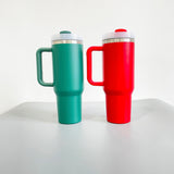 H2.0 Powder coated silver plated 40oz Christmas red and green tumblers for laser engraving _Gabby