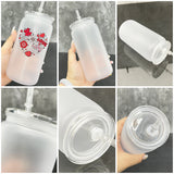 50 pack USA warehouse No2.0 16oz 20oz clear frosted plastic can with lids and straws-Gabby