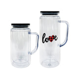 25 pack-12oz 16oz snow globe double walled plastic cups with handle with PP lids-Holly