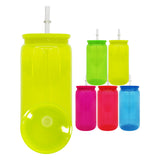 USA warehouse RTS_25 pack 16oz plastic Acrylic neon colored Acrylic soda can with colorful pp lids_Gabby