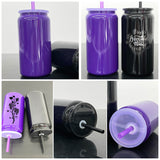 Halloween series-25pcs pack 16oz blank sublimation black and purple stainess steel can for UV DTF wraps