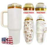 USA warehouse RTS_25 pack 40oz H2.0 copper plated cream white tumblers with handle for laser engraving-Gabby