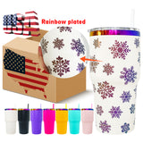 25 pack RTS USA warehouse USA warehouse powder coated 30oz holographic rainbow plated car tumbler mugs cups -Gabby