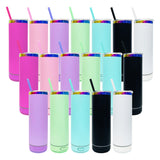 25 pack USA warehouse matt colored macaron powder coated rainbow plated underneath Smart Music Player 20oz skinny straight tumblers-Gabby