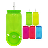 USA warehouse RTS_25 pack 16oz plastic Acrylic neon colored Acrylic soda can with colorful pp lids_Gabby