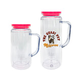 25 pack-12oz 16oz snow globe double walled plastic cups with handle with PP lids-Holly