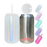 25 pack USA warehouse Holographic shimmer glitter blank sublimation stainless steel 16oz soda beer can-Gabby