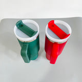 H2.0 Powder coated silver plated 40oz Christmas red and green tumblers for laser engraving _Gabby