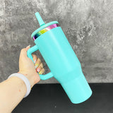 USA warehouse 16 pack_flip straw leak proof powder coated rainbow plated underneath 40oz tumbler_Gabby