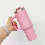 New Style 20 pack double walled stainless steel vacuum insulated blank sublimation macaroon white 40oz leak proof removable flip straw tumbler cups with handle and straw
