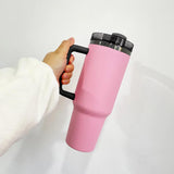 USA warehouse-20pack  2025 Valentine's Day gift pink powder coated mirror black plated underneath 40oz H2.0 tumbler for laser engraving